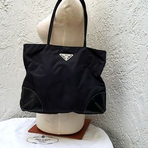 Authentic Prada nylon black tote bag